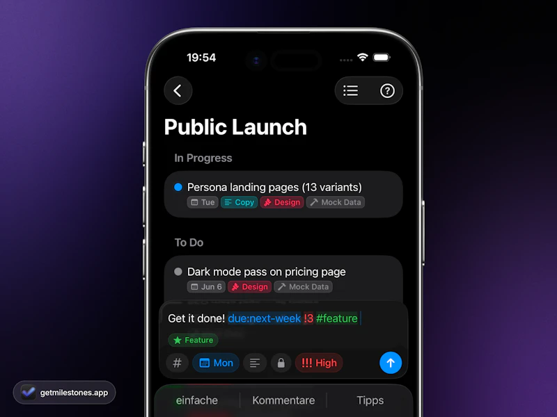 Milestones screenshot 2