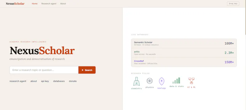 NexusScholar — Academic Research screenshot 1