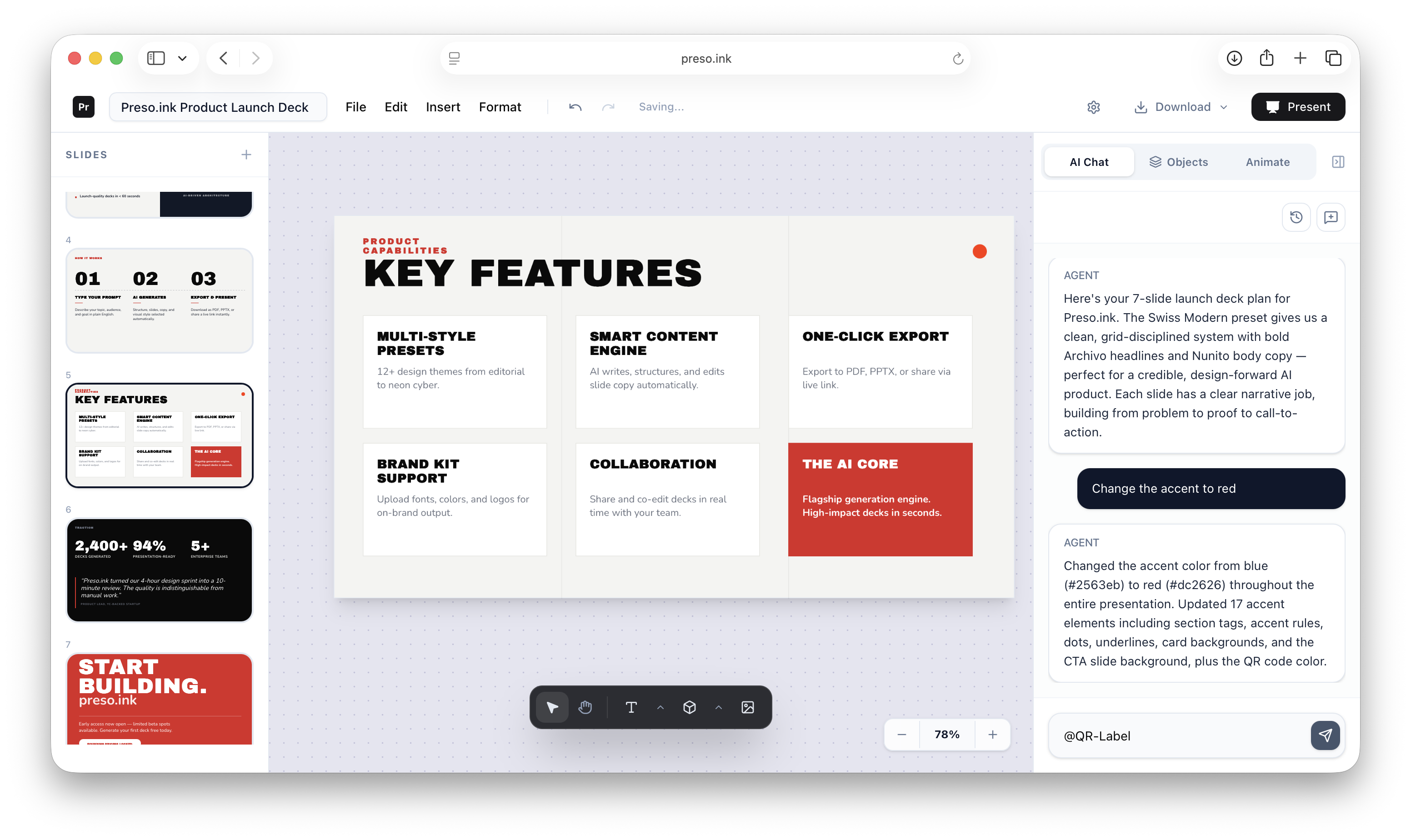 Preso.ink - Screenshot 3 showing product features and functionality