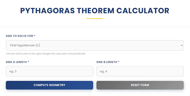Pythagoras Theorem Calculator screenshot 1