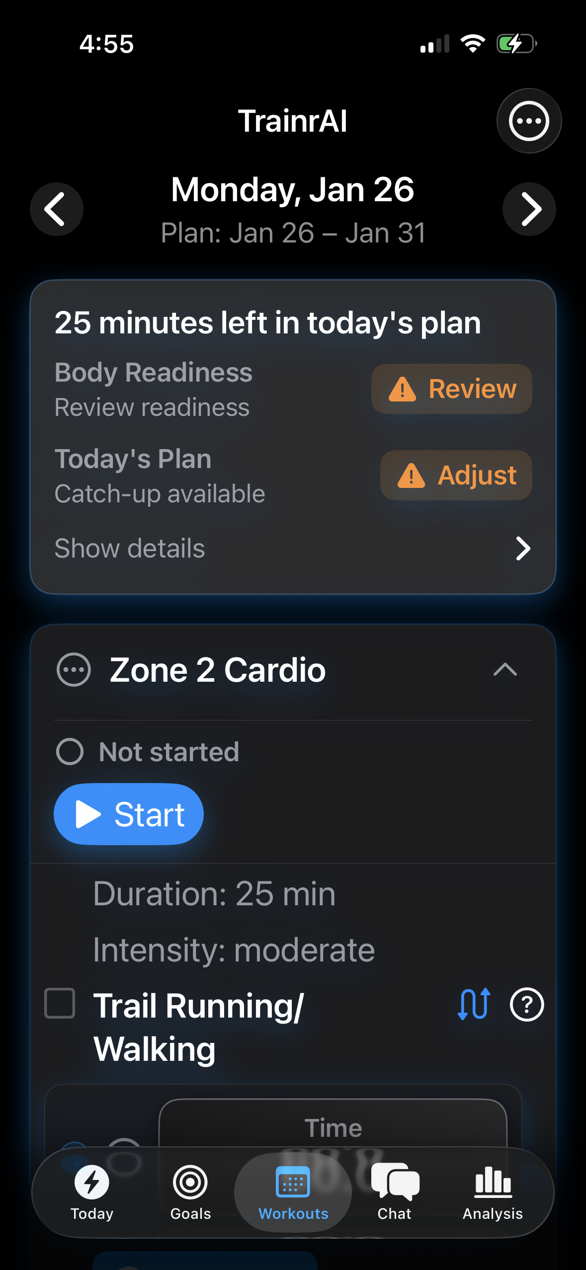 TrainrAI — Fitness That Adapts Daily - Screenshot 4 showing product features and functionality