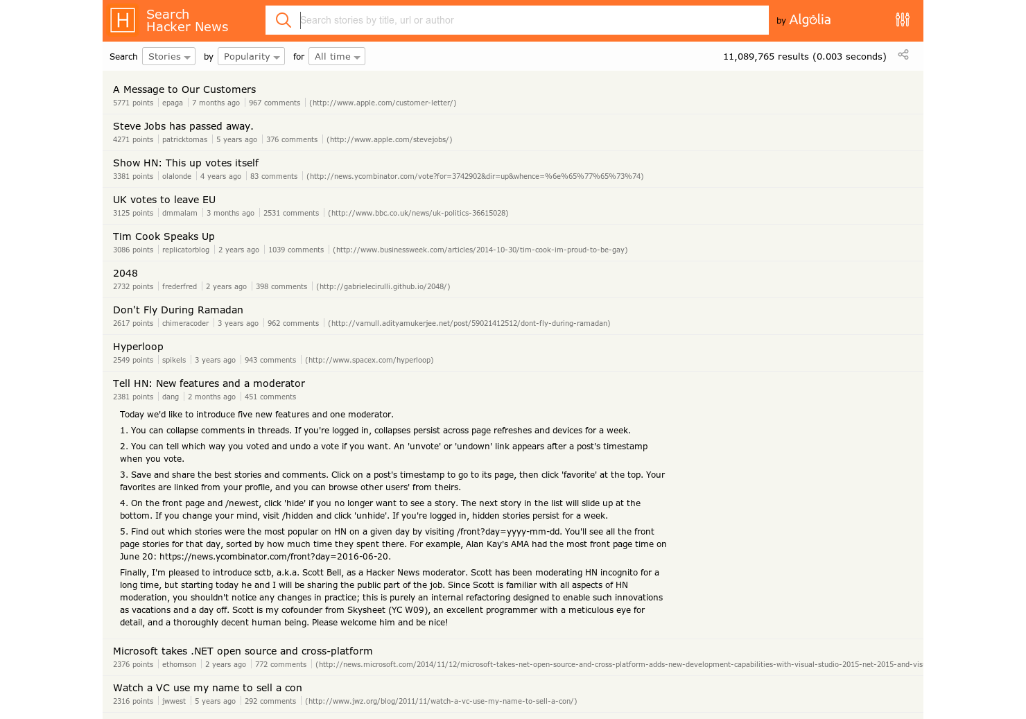 Hacker News Search