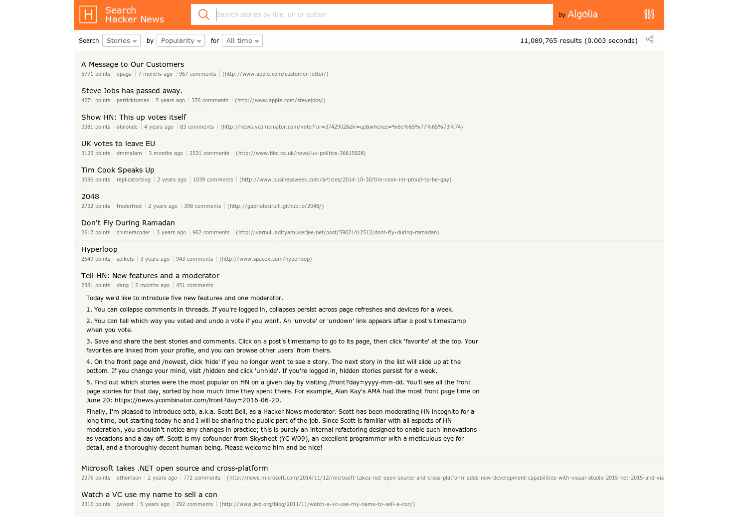 Hacker News Search