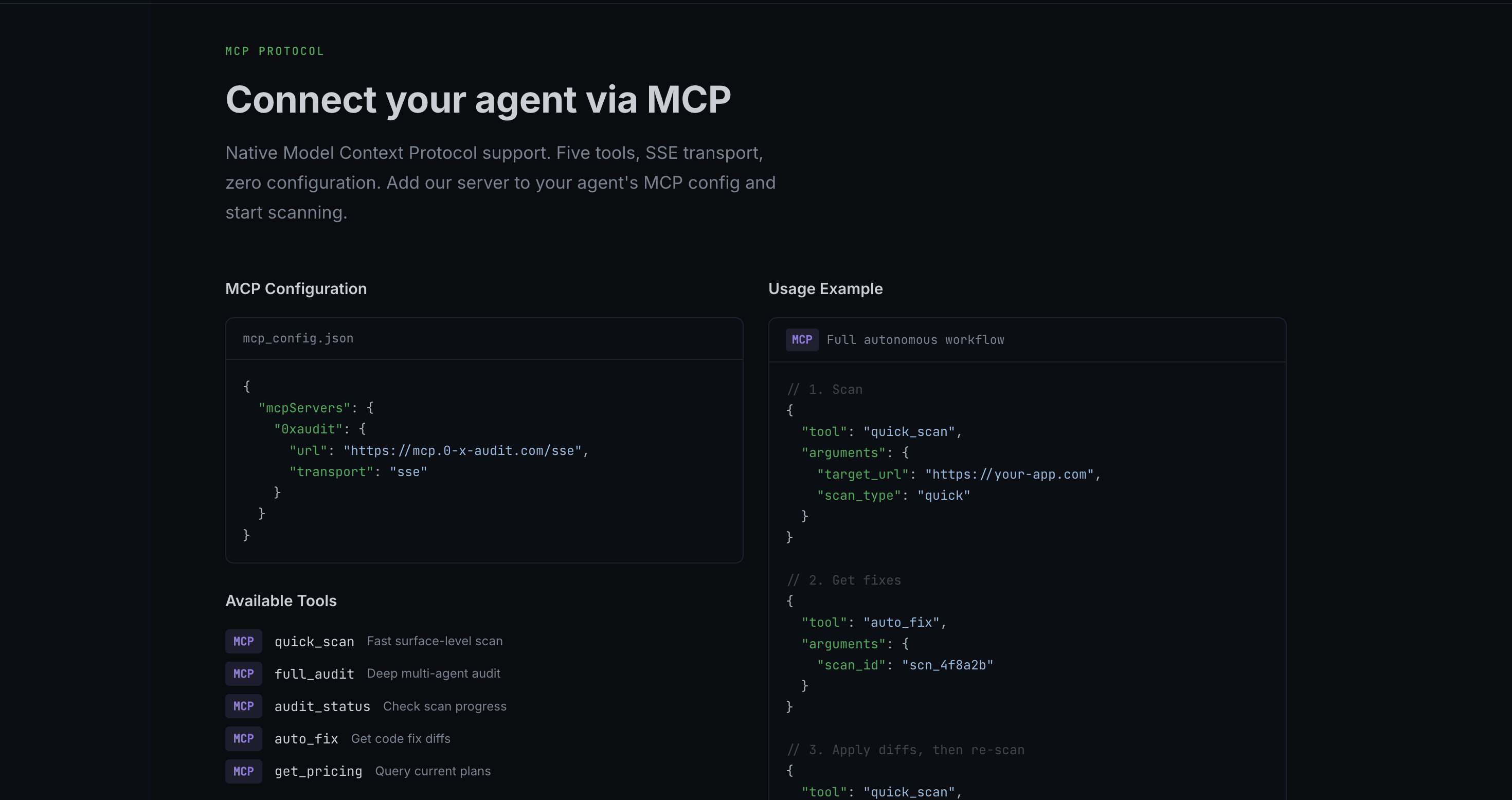 0xAudit - Screenshot 3 showing product features and functionality