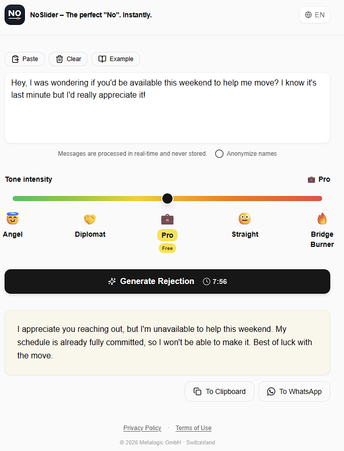 NoSlider - Main product screenshot demonstrating key features and user interface