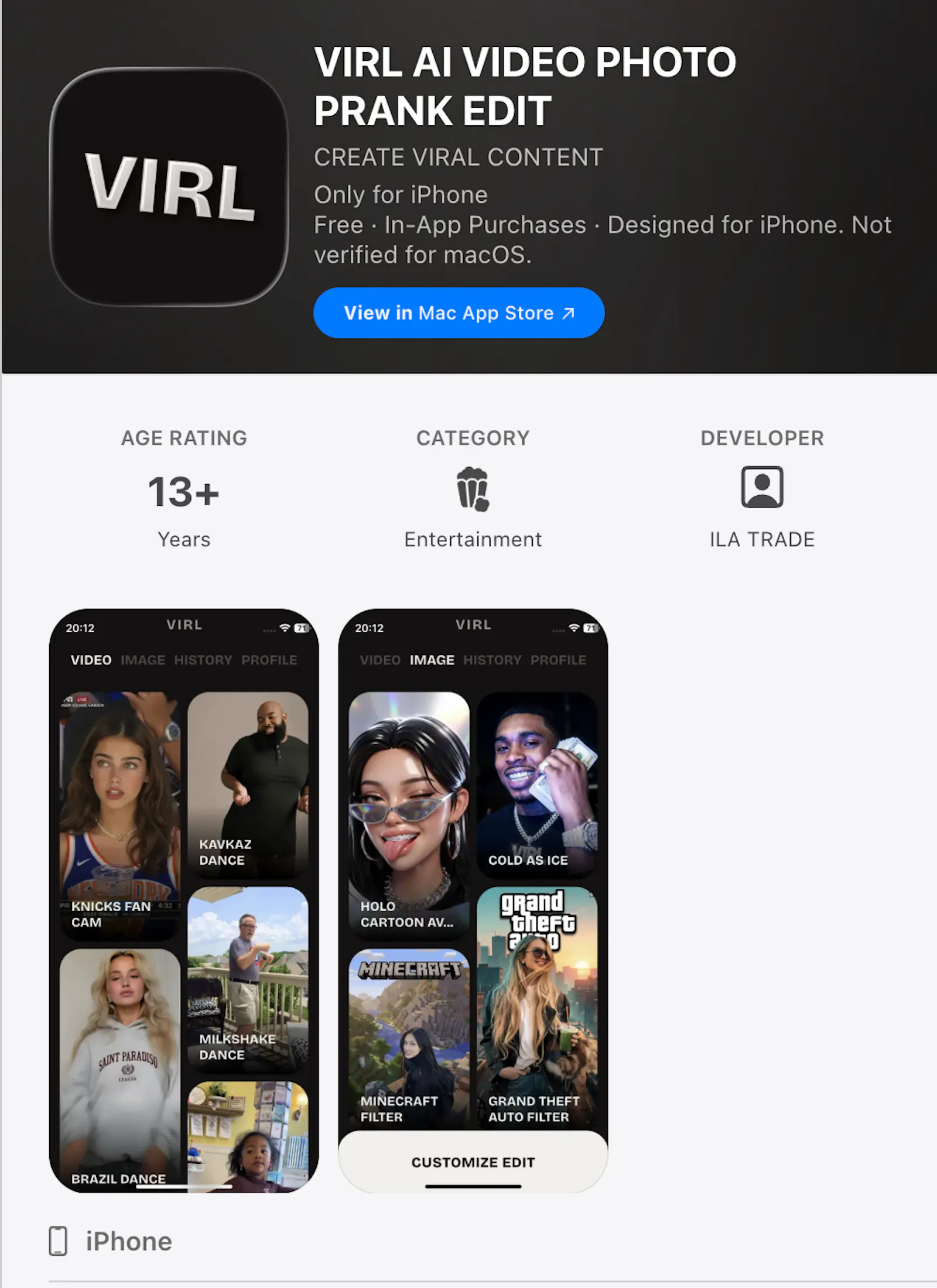 VIRL AI Photo & Video Generator screenshot 1