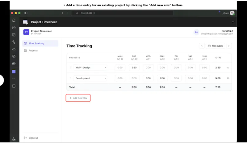 Project Timesheet screenshot 2