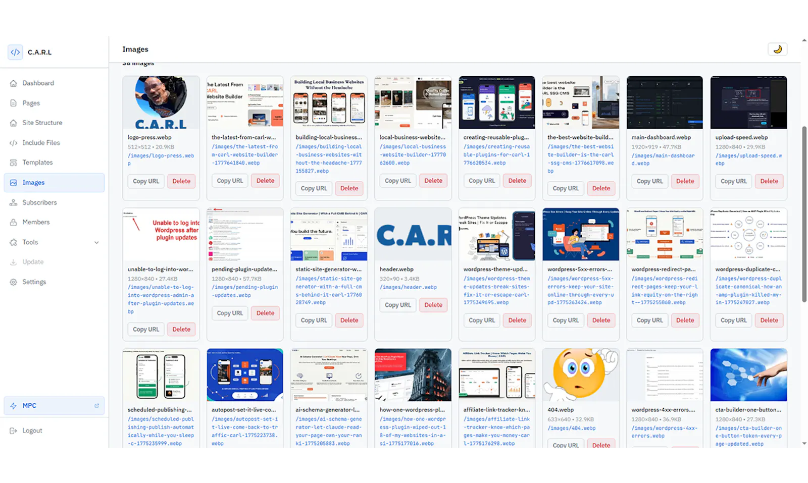 C.A.R.L CMS screenshot 2