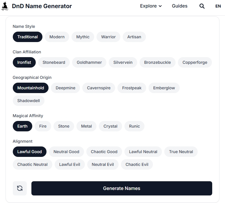DnD Name Generator gallery image