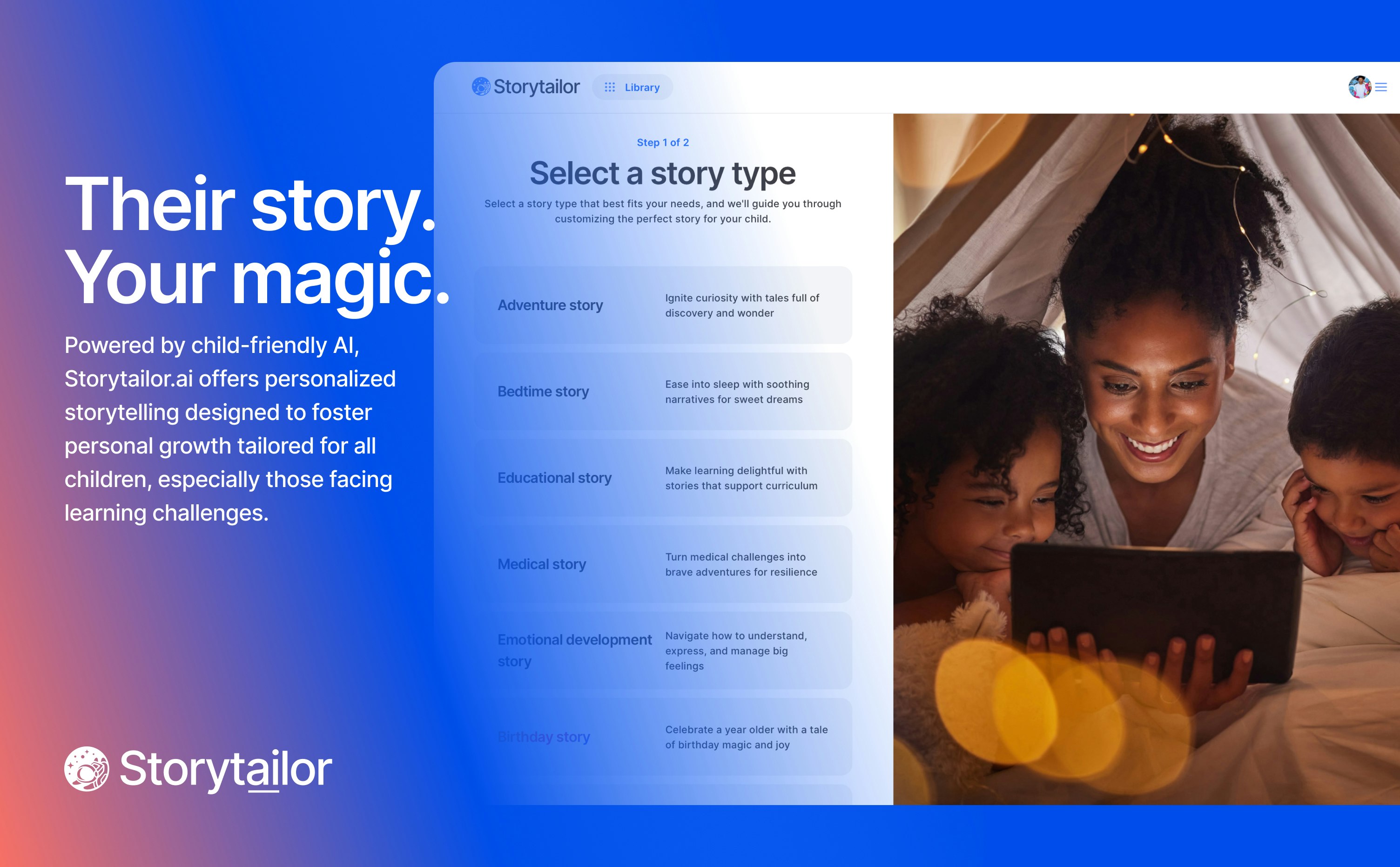 Storytailor.ai - 마법, 웃음 및 ai로 개인화 된 이야기를 만듭니다. 미디어 2