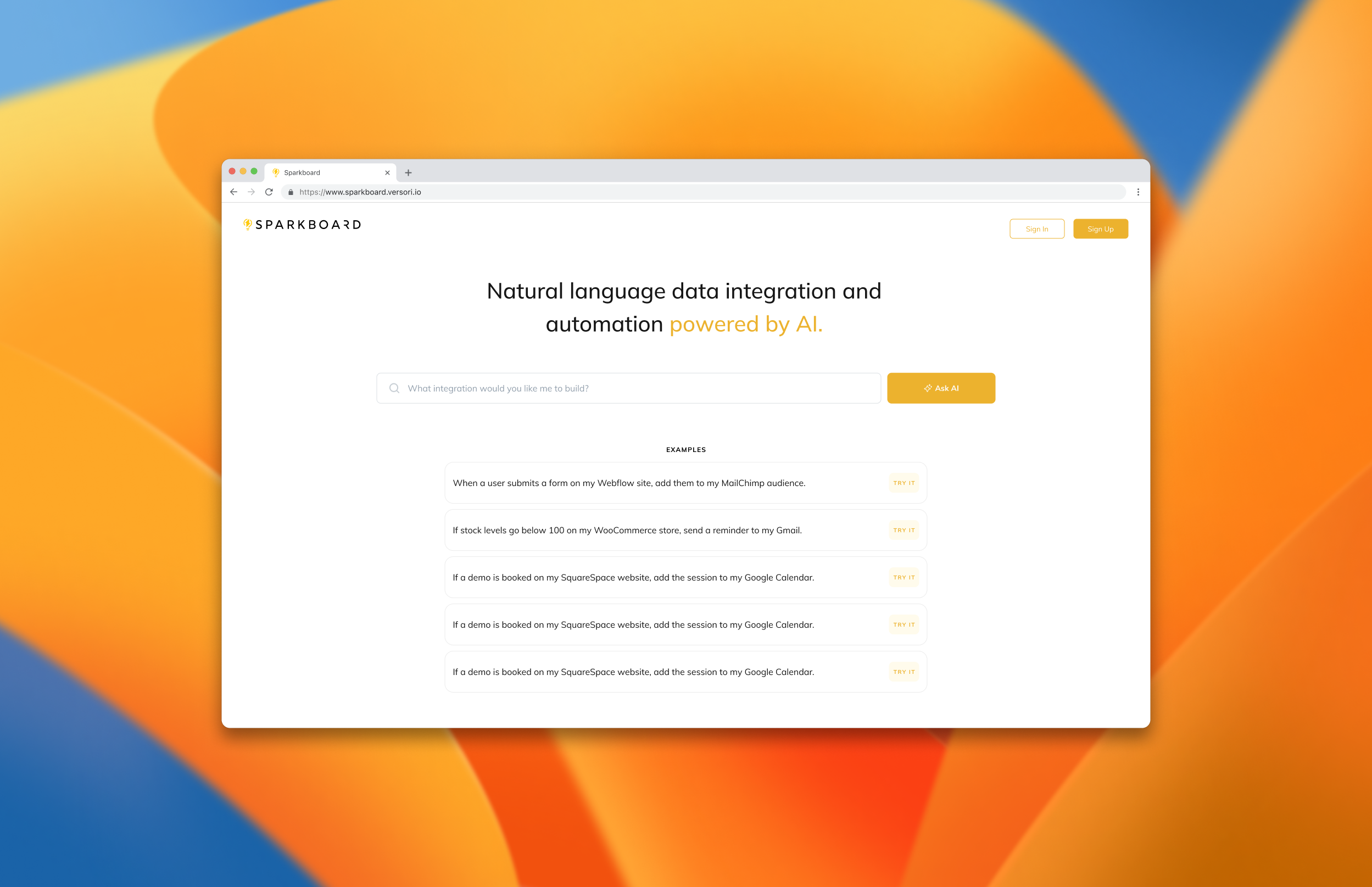 Versori Sparkboard - Datenintegration und Automatisierung natürlicher Sprache von KI betrieben Medien 2