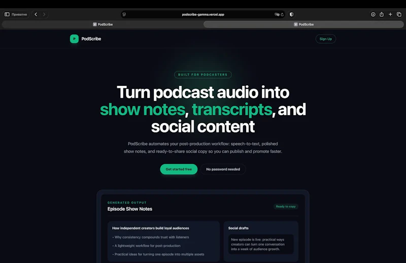 PodScribe screenshot 1