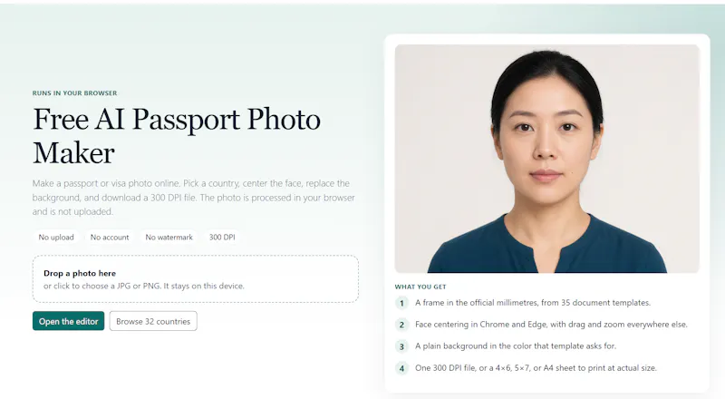 Free AI Passport Photo Maker screenshot 1