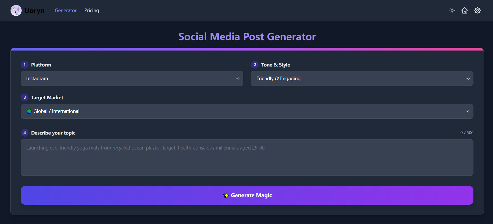Free AI Social Media Post Generator gallery image