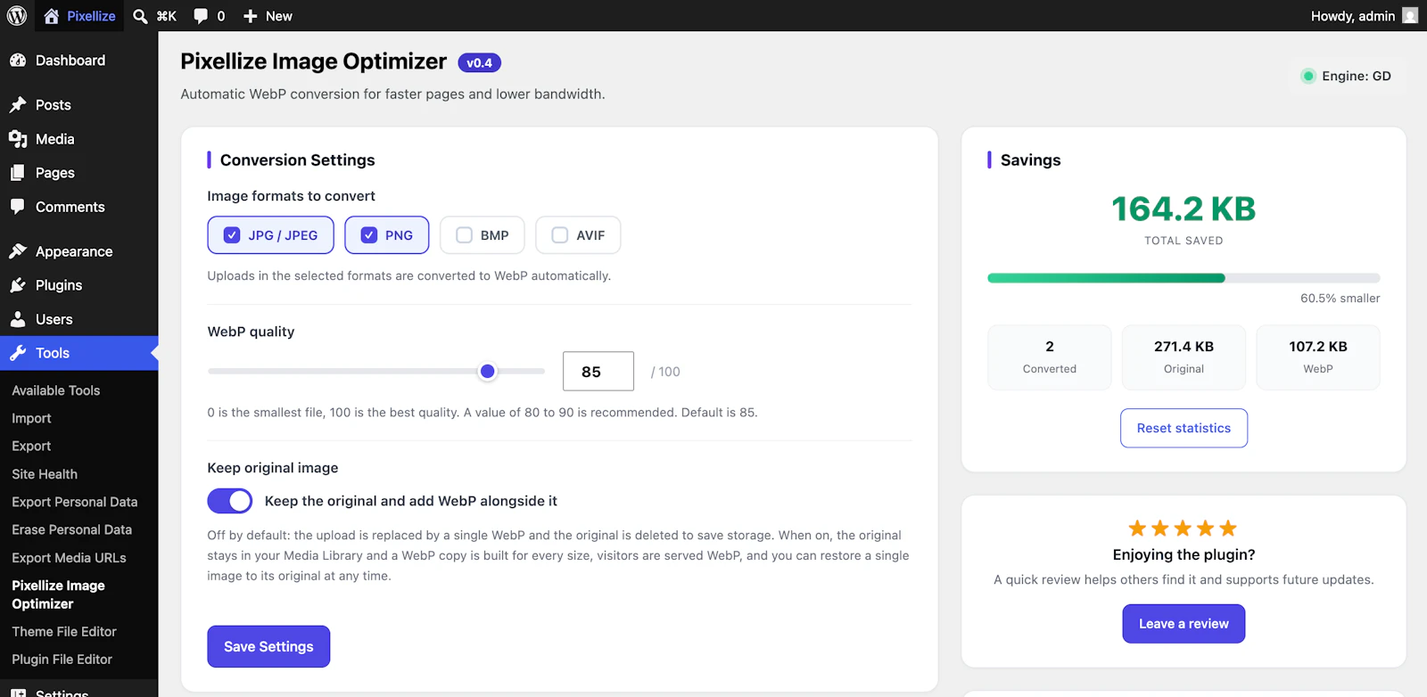 Pixellize Image Optimizer screenshot 2
