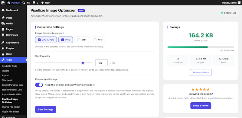 Pixellize Image Optimizer screenshot 2