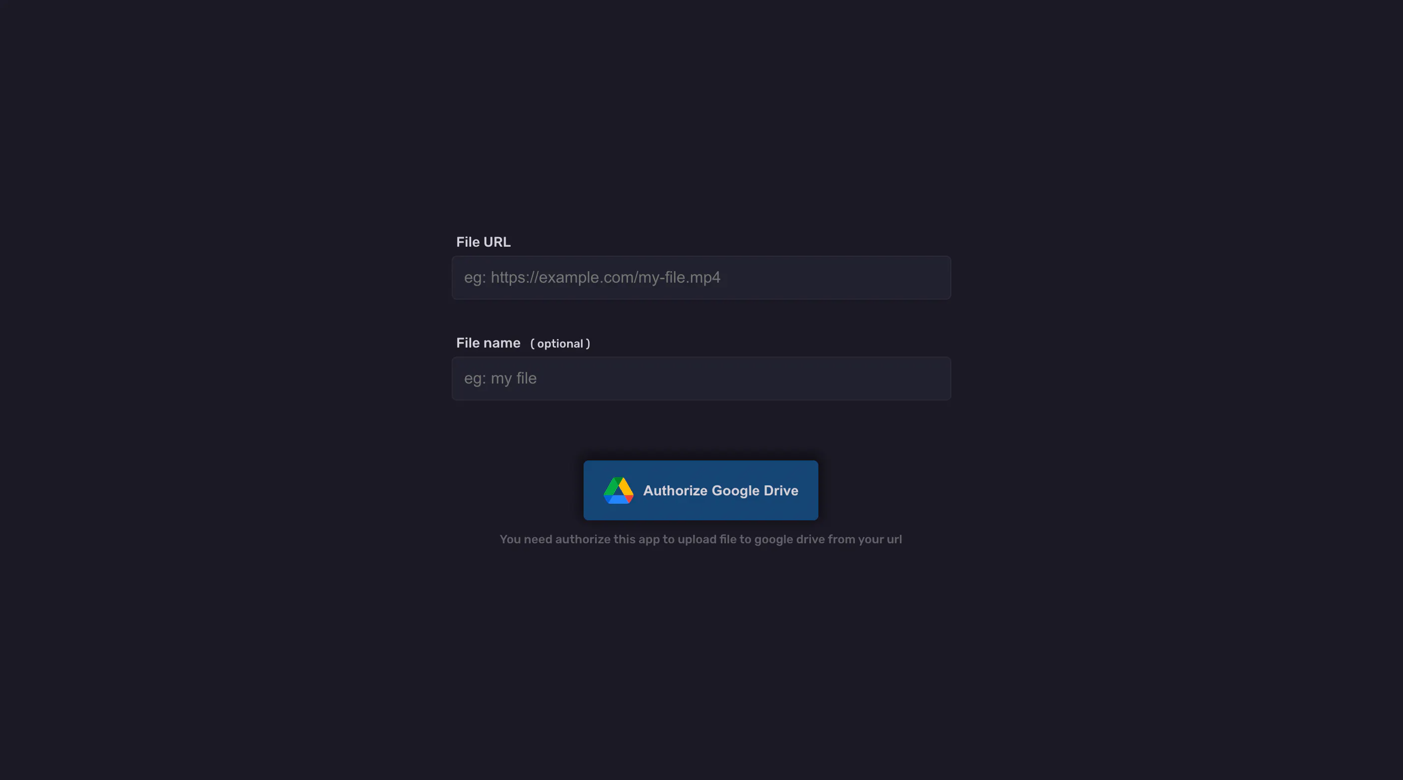 Google Drive URL Uploader