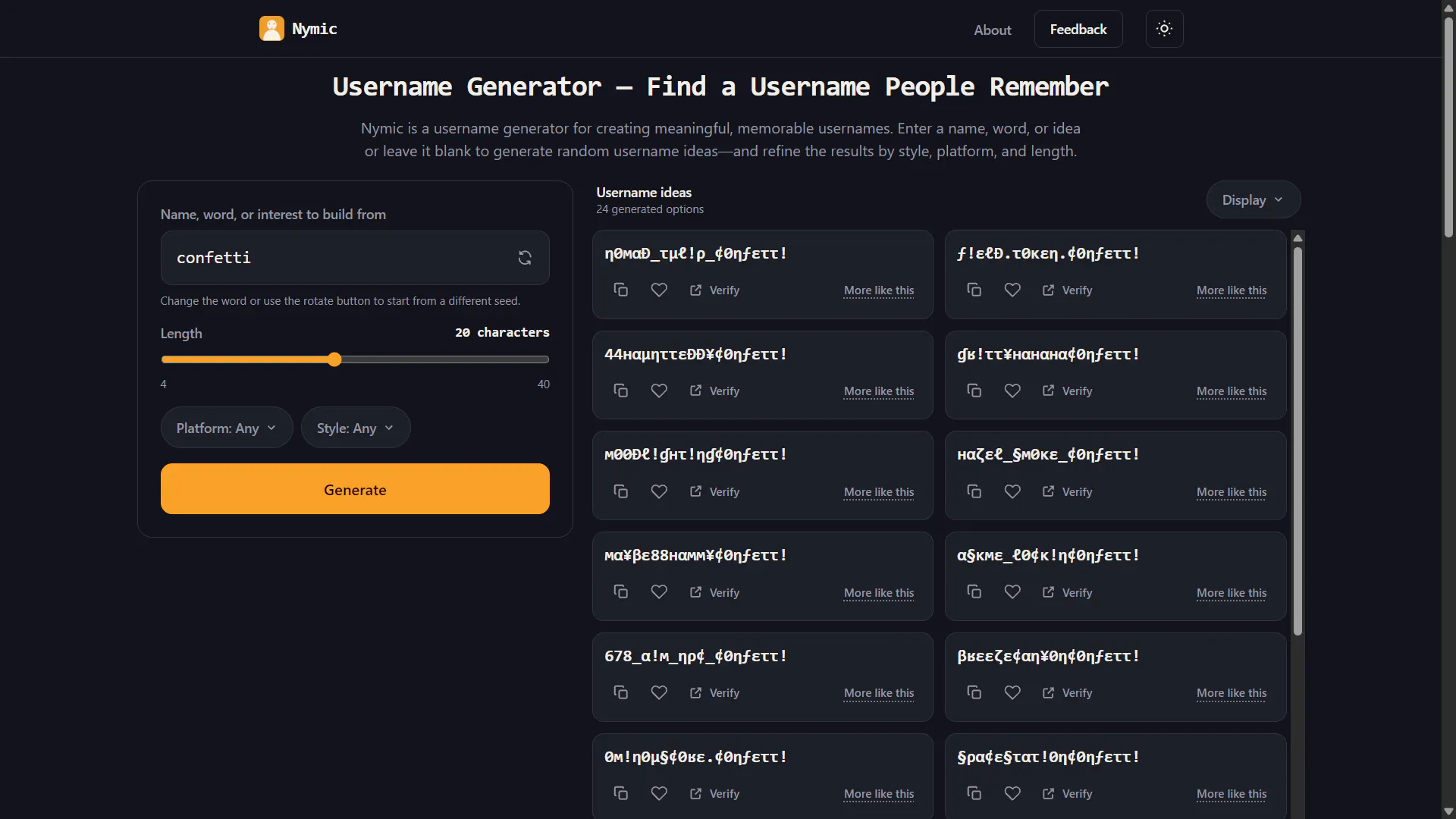 Nymic - Username Generator gallery image