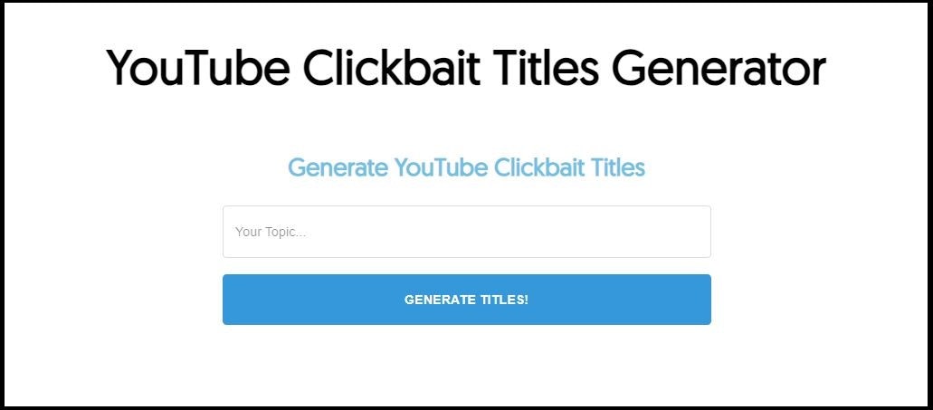 YouTube ClickBait -Titelgenerator - Generieren Sie YouTube -Clickbait -Titel mit der Kraft von AI Medien 1