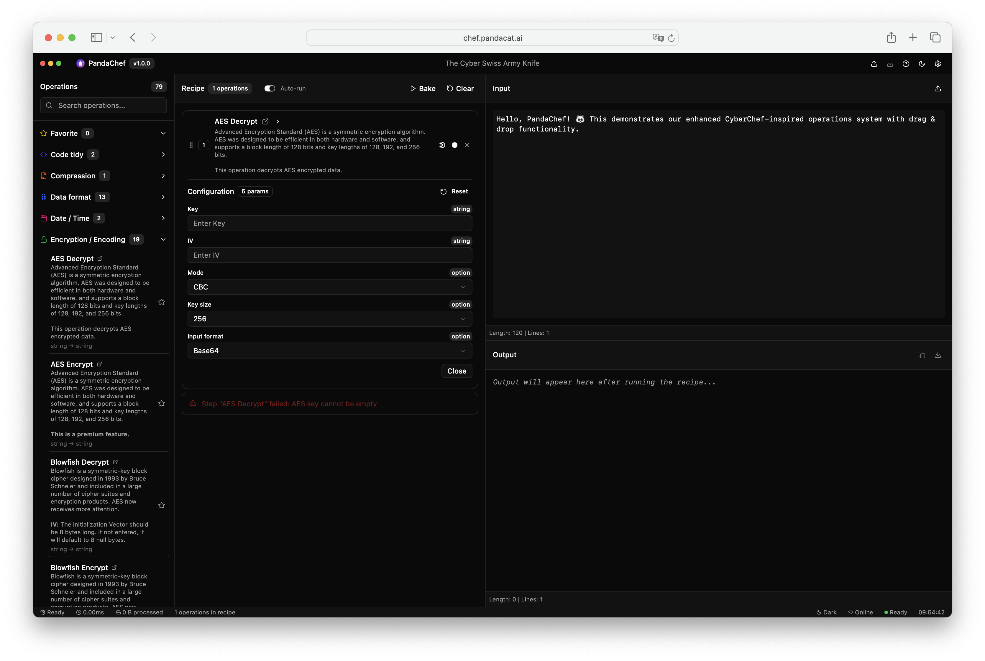 Pandachef - Aplicación web para cifrado, codificación, compresión media 4