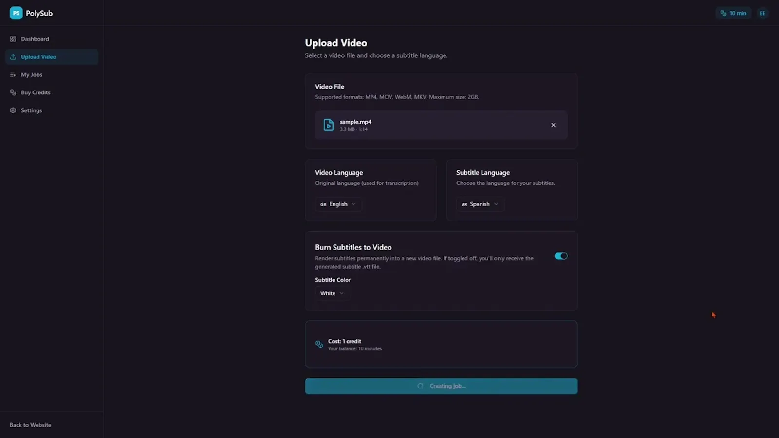 PolySub screenshot 1 (video preview)