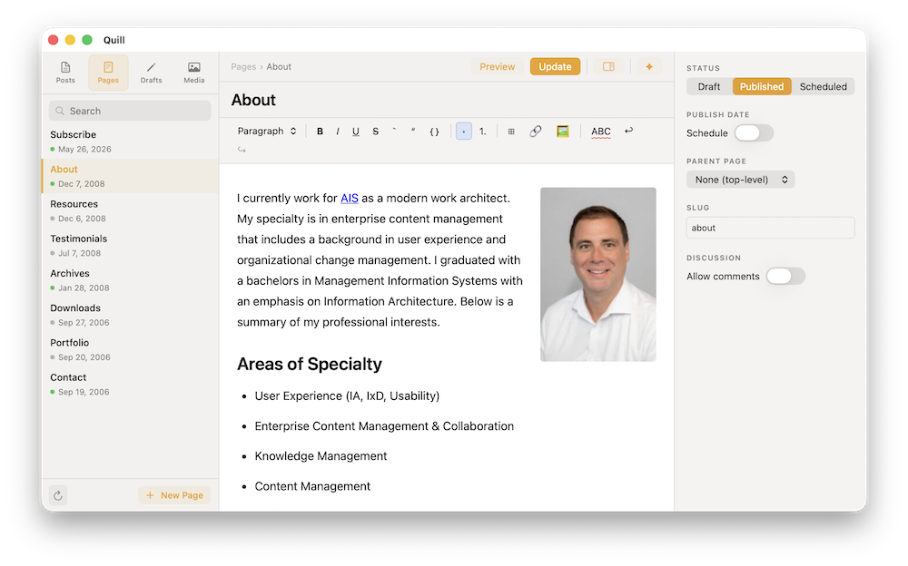 Quill — Native WordPress App for macOS gallery image