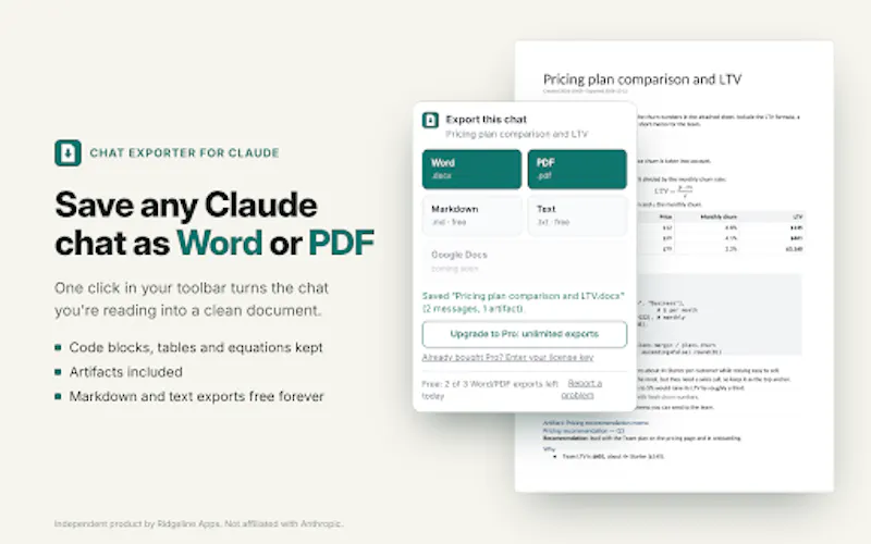 Chat Exporter for Claude screenshot 1