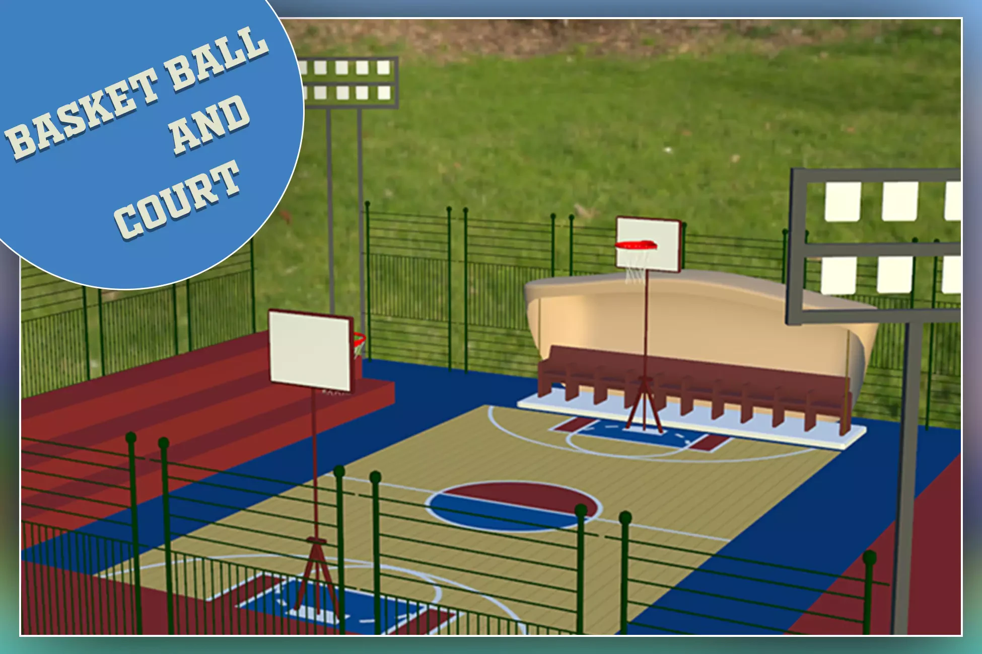 3D Basket Ball Template - 3D Court Model