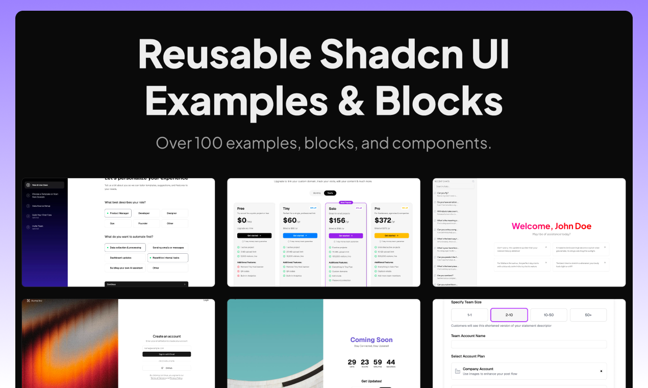 Shadcn Examples gallery image