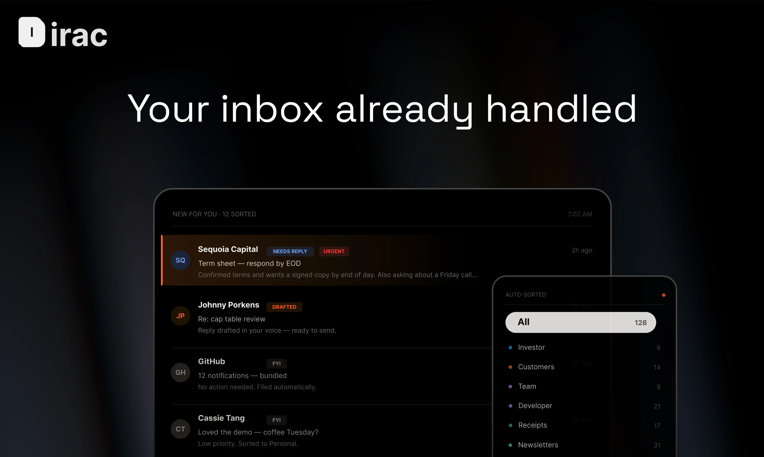 startuptile Dirac-The Ai inbox that briefs founders every morning