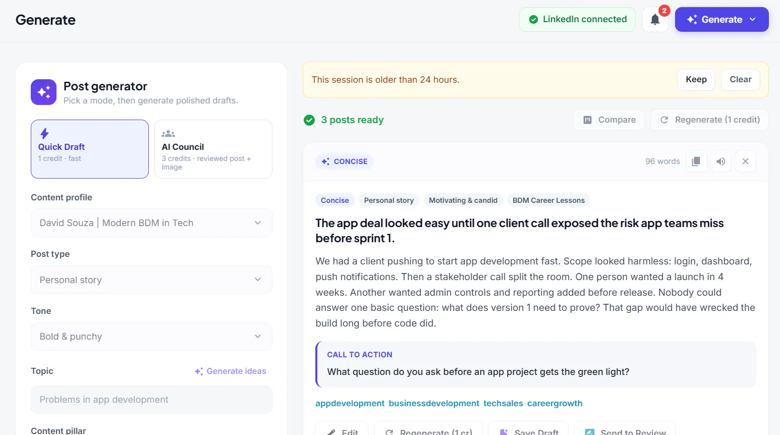 linkedinpost.ai gallery image