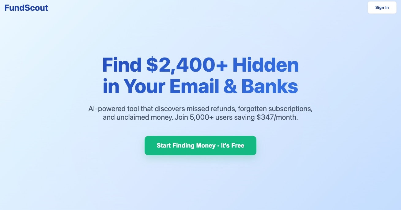 Media Fundscout - AI phục hồi số tiền bị bỏ lỡ của bạn từ email và ngân hàng 1