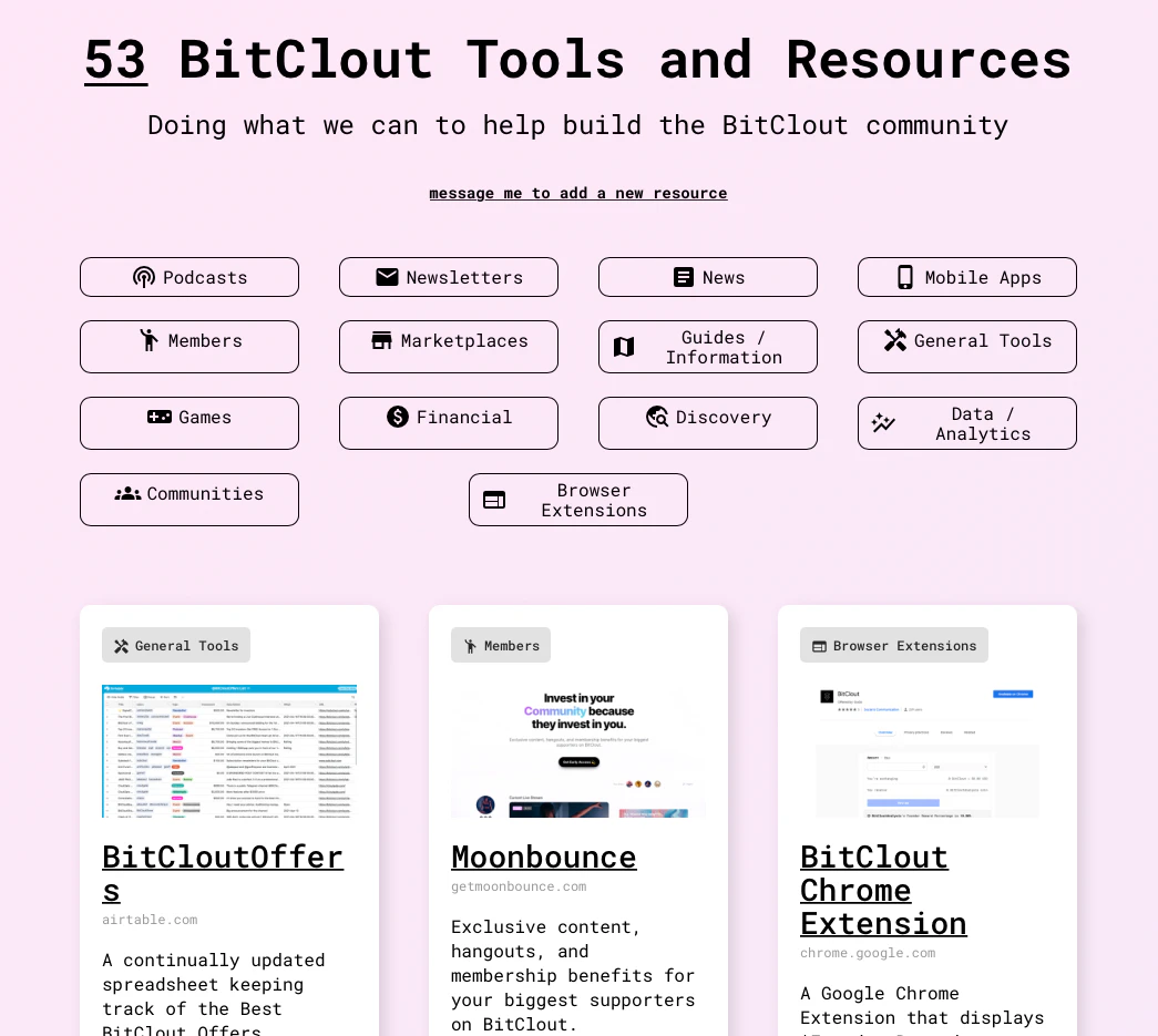 BitClout Tools and Resources