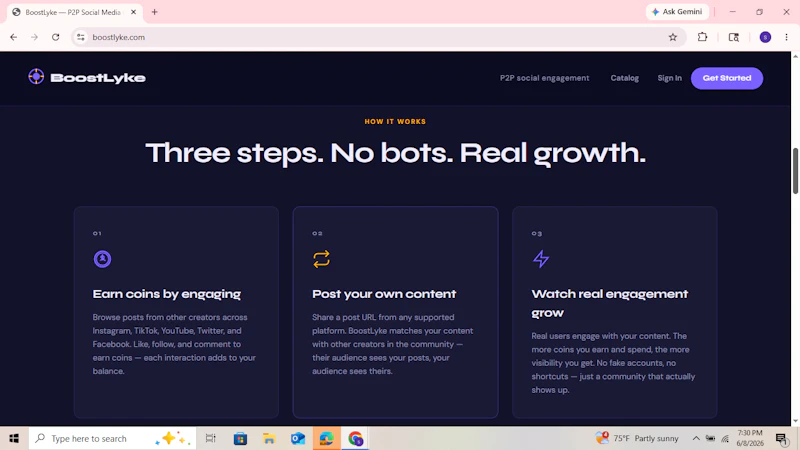 BoostLyke — P2P Social Media Exchange screenshot 2