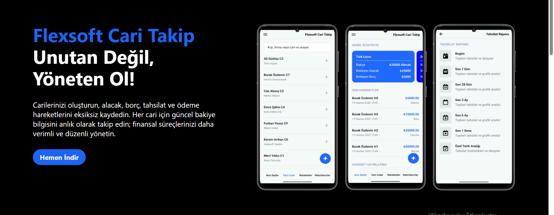 Flexsoft Cari Takip Uygulaması
