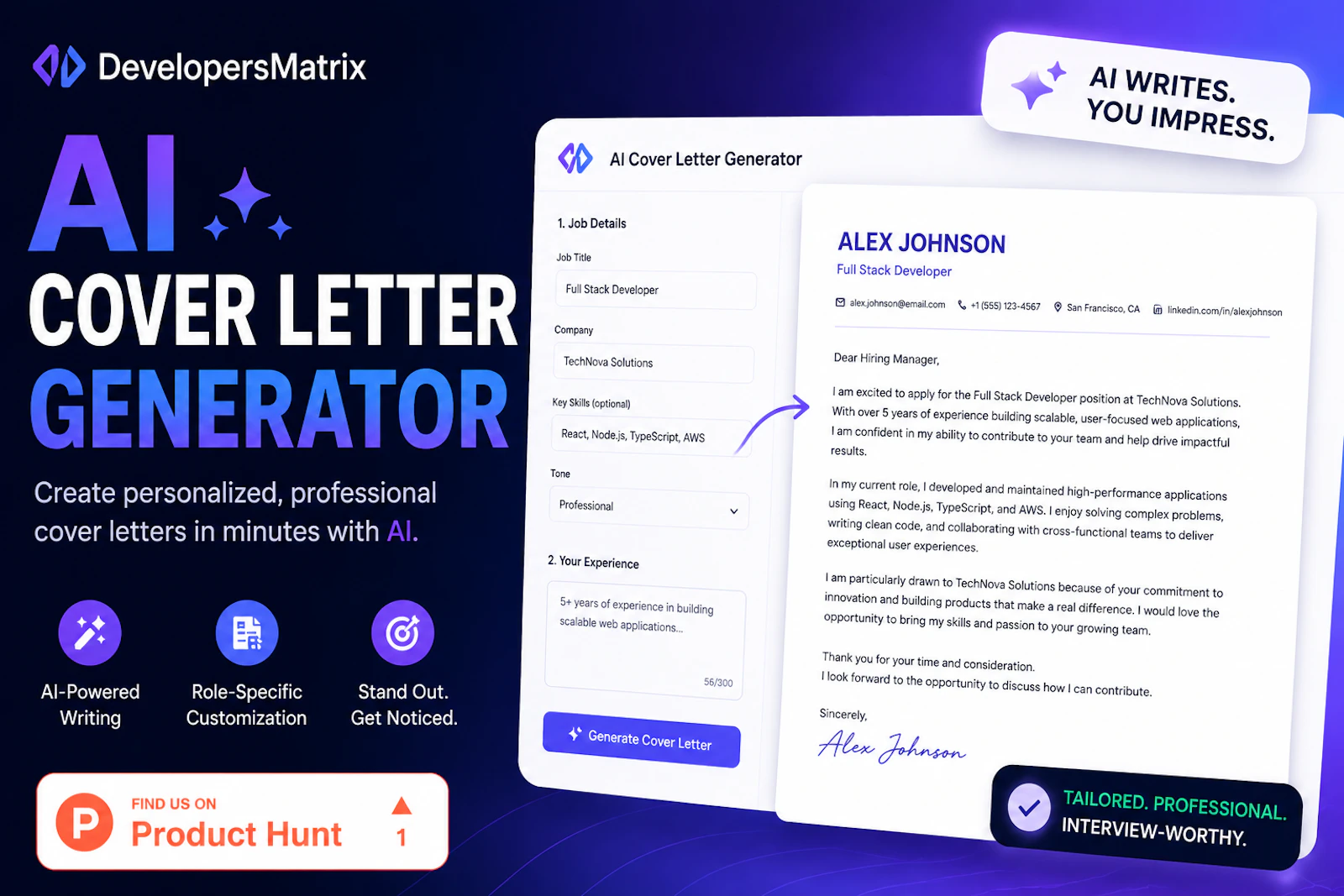 AI Cover Letter Generator screenshot 1