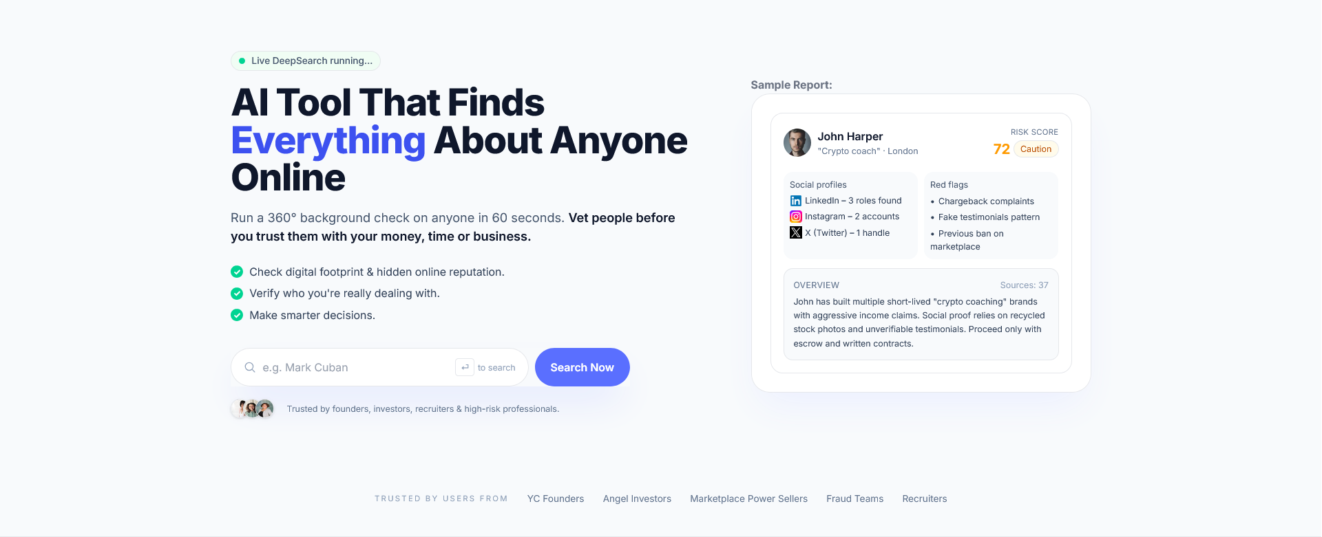 People DeepSearch - Main product screenshot demonstrating key features and user interface