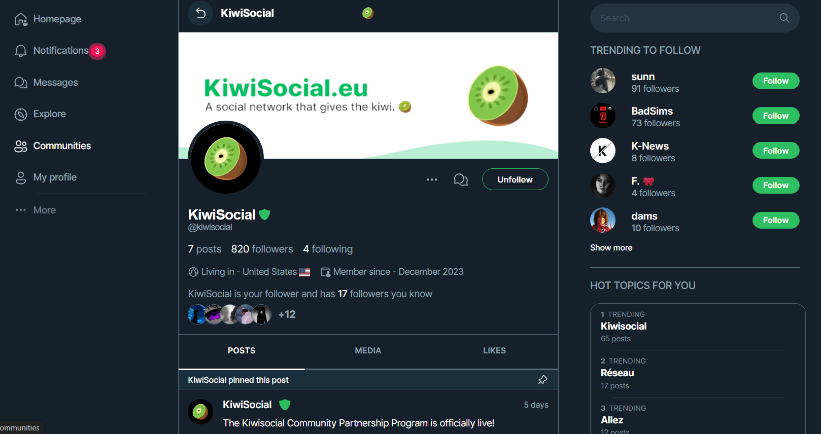 KiwiSocial – French Twitter Clone gallery image