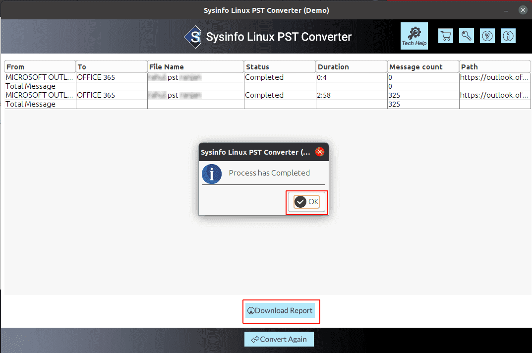 Mídia 5 de Sysinfo Linux PST Converter - Converter Linux PST Converter PST em outro formato no sistema operacional Linux.