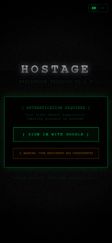 HOSTAGE - Screenshot 2 showing product features and functionality