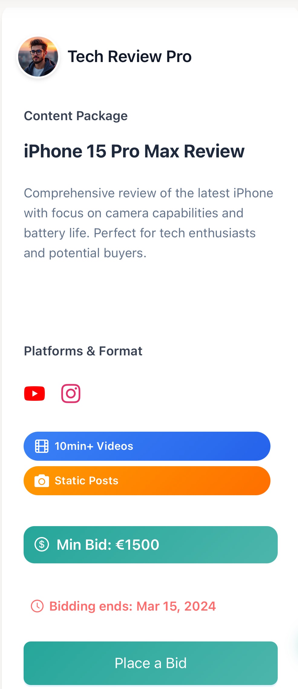 Newcollab - Piattaforma di sponsorizzazione dei creatori di contenuti media 1