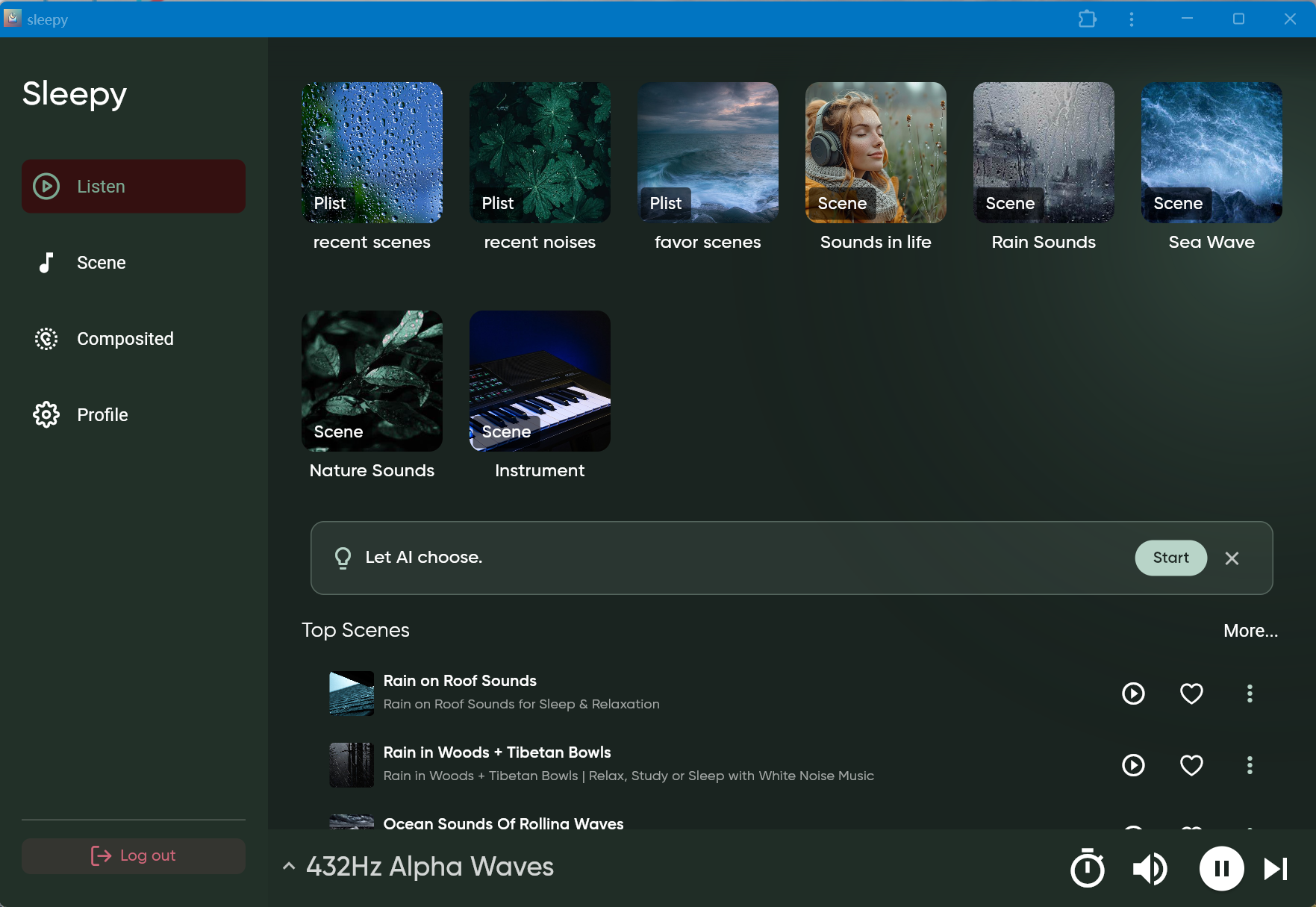 Sleep Music & White Noise - Main product screenshot demonstrating key features and user interface