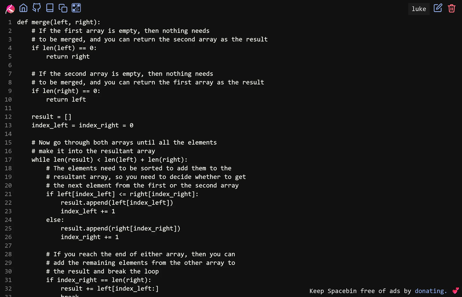 Spacebin screenshot 1