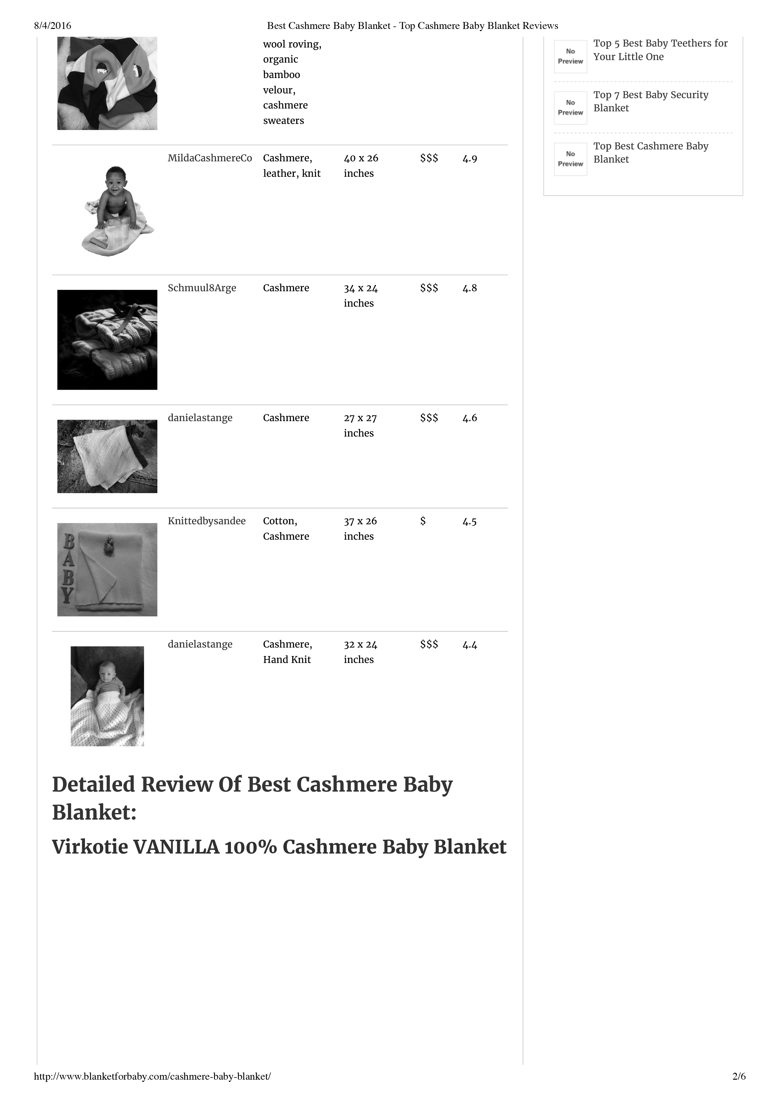 VirkotieVANILLA 100% Cashmere Baby Blanket gallery image