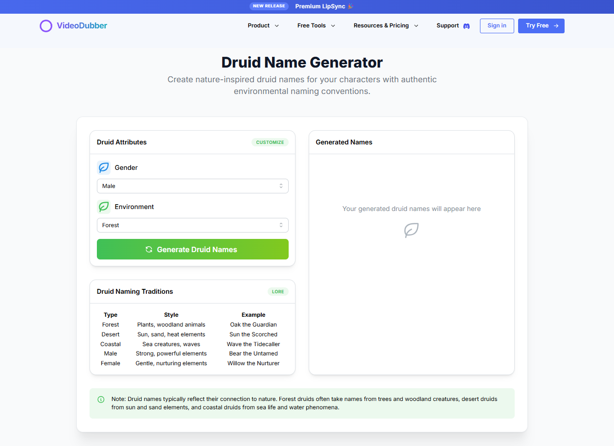 Druid Name Generator gallery image