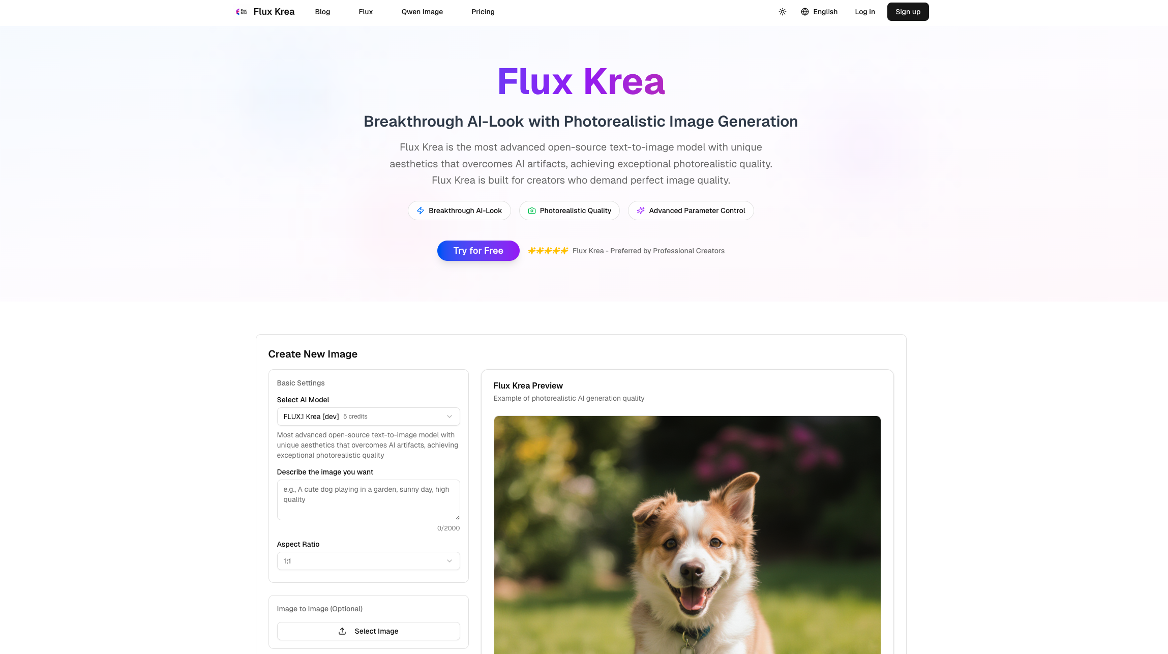 Mídia 1 de Fluxo de Krea