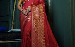 Crimson Red Golden Banarasi Silk Saree media 3