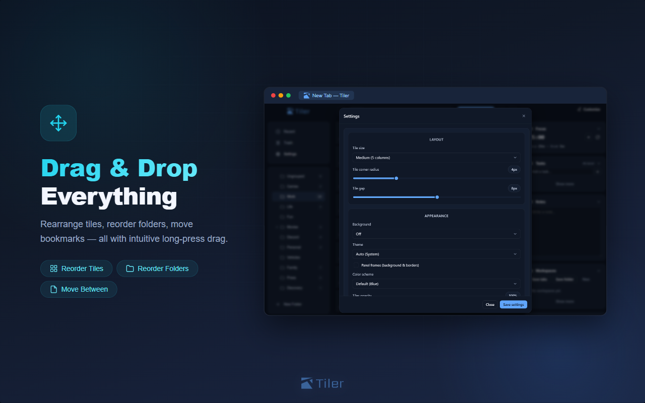 Tiler: Visual Bookmarks & New Tab gallery image