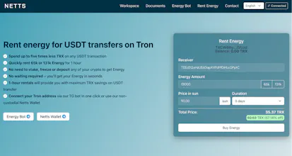 Netts – Rent Tron Energy Without Staking gallery image