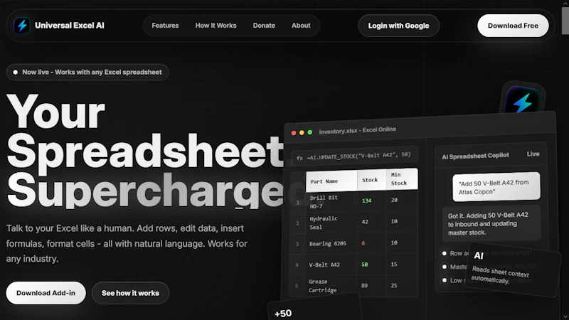 Universal Excel AI screenshot 1